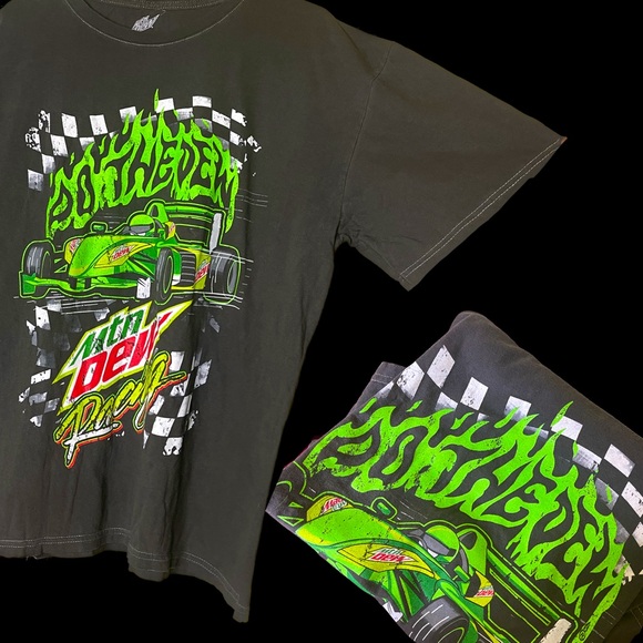 NEW Mountain Dew Metal Logo T-Shirt Vintage Cotton Tee Vintage Style Racing L - Picture 2 of 7